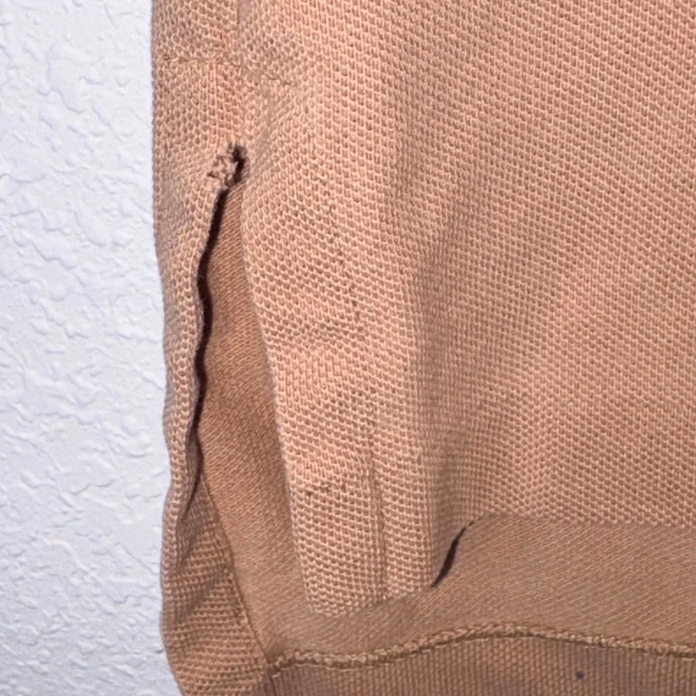 Polo Ralph Lauren Polo Shirt Large Tan Pique Cotton Short Sleeve Logo biw pony